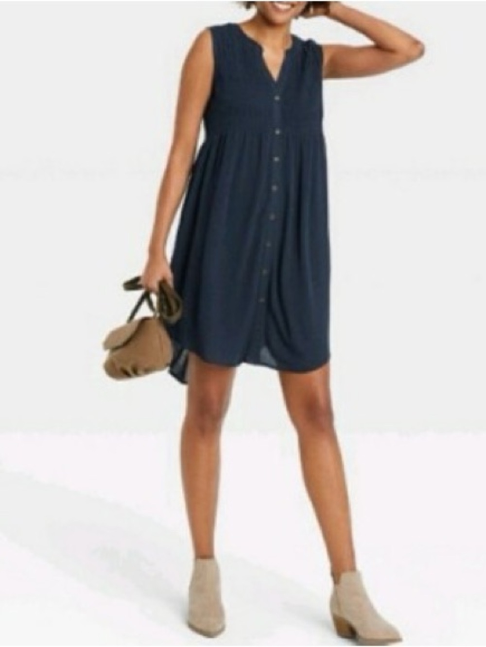 Knox Rose Navy Button-Front Mini Dress